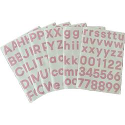 plakletters roze | alfabet stickers | met cijfers | hoogte 4 cm